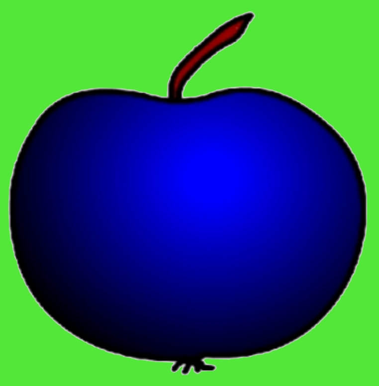 Das Markenzeichen: ein blauer Apfel